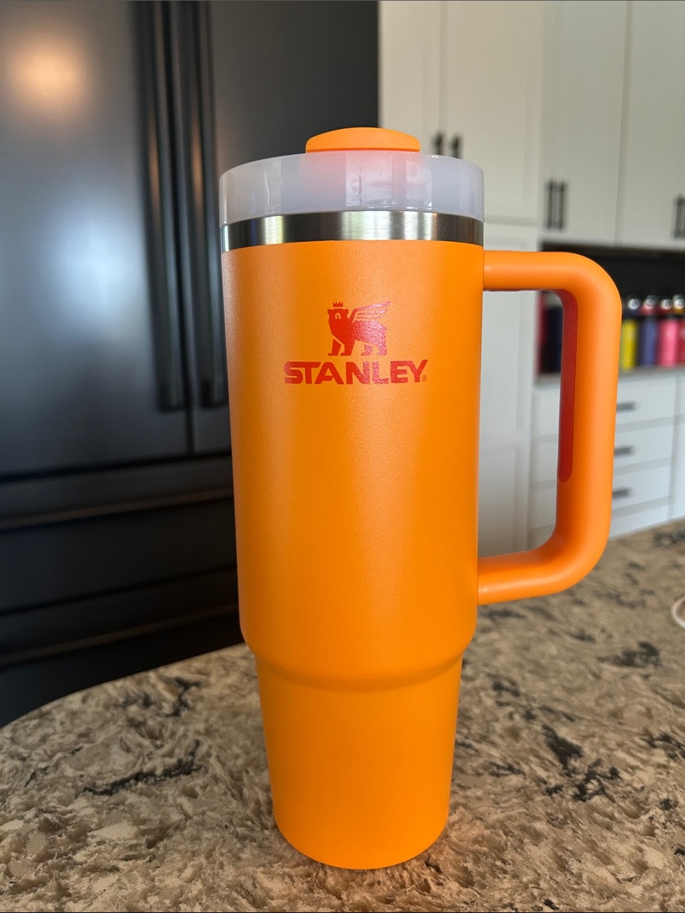 Stanley Bright Orange Insulated Travel Tumbler with Handle